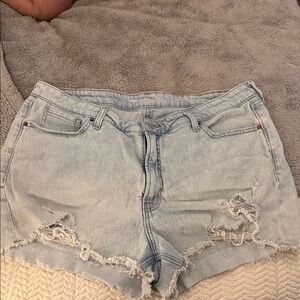 Light Blue Distressed Denim Shorts